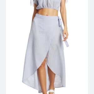 Onia Women's M Medium Amanda Wrap Skirt French Stripe Beach Lightweight Coverup